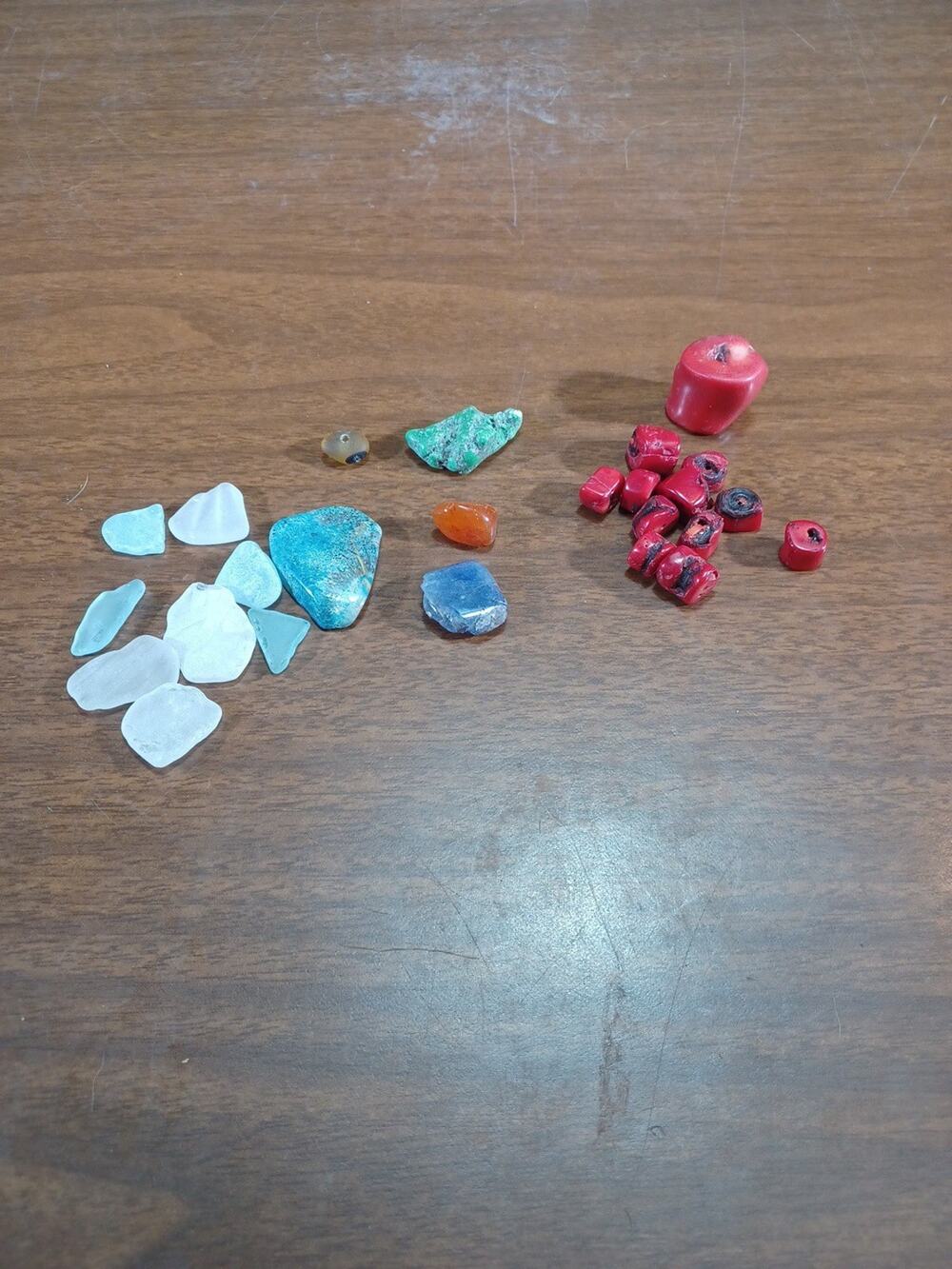 Coral And Turquoise Stone Gem Lot Raw Stones